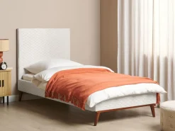 Letto Velluto BAYONNE 90 x 200 cm Bianco sporco