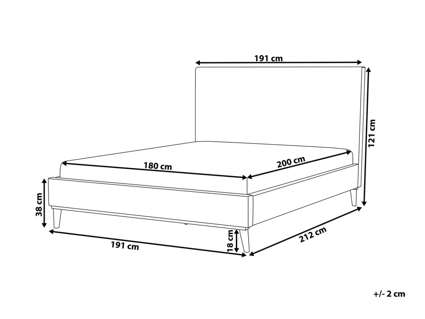 Letto Velluto BAYONNE 180 x 200 cm Rosa