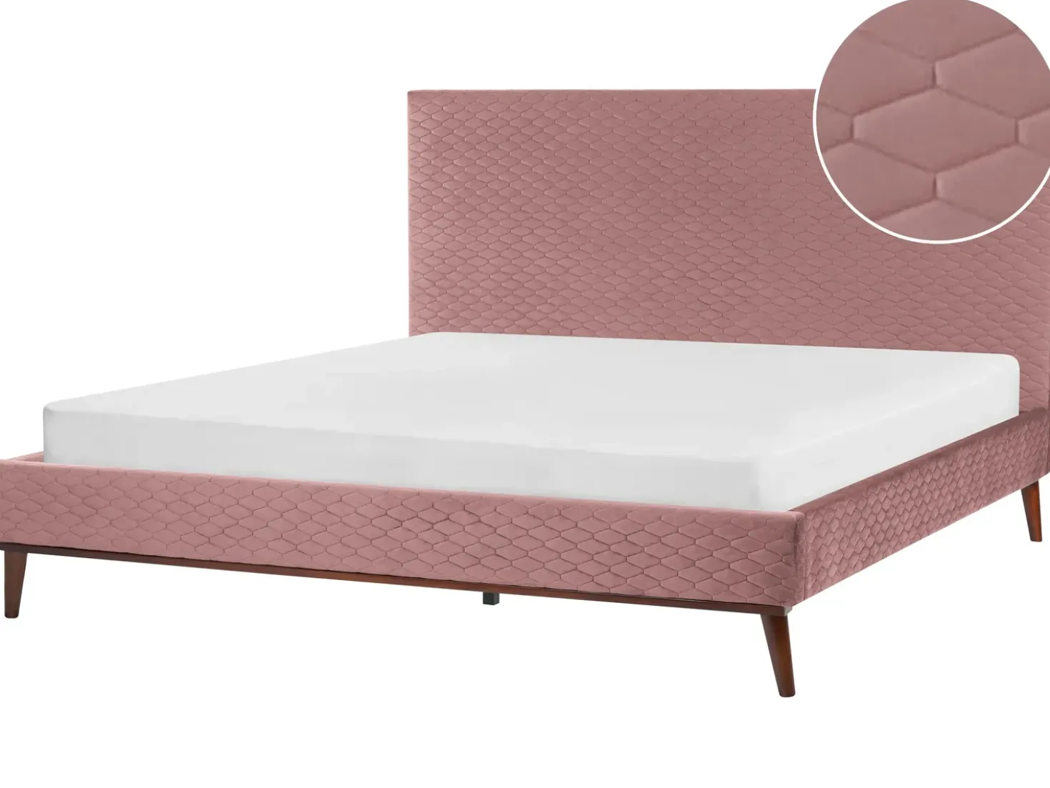 Letto Velluto BAYONNE 180 x 200 cm Rosa