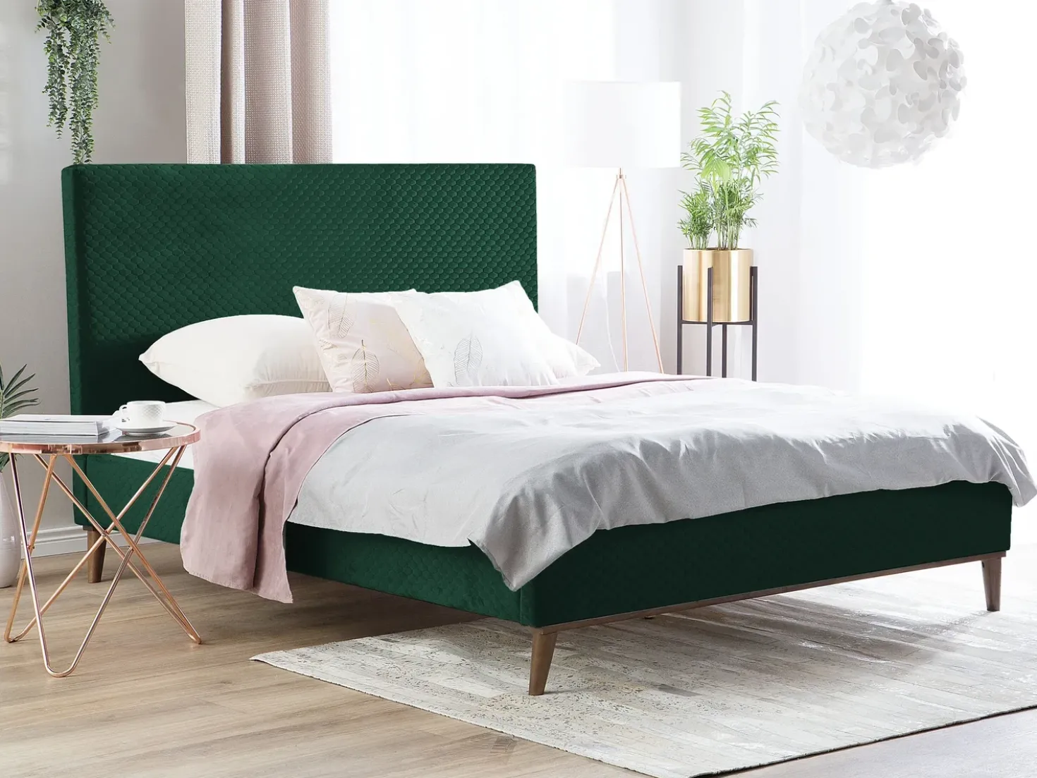 Letto Velluto BAYONNE 140 x 200 cm Verde scuro