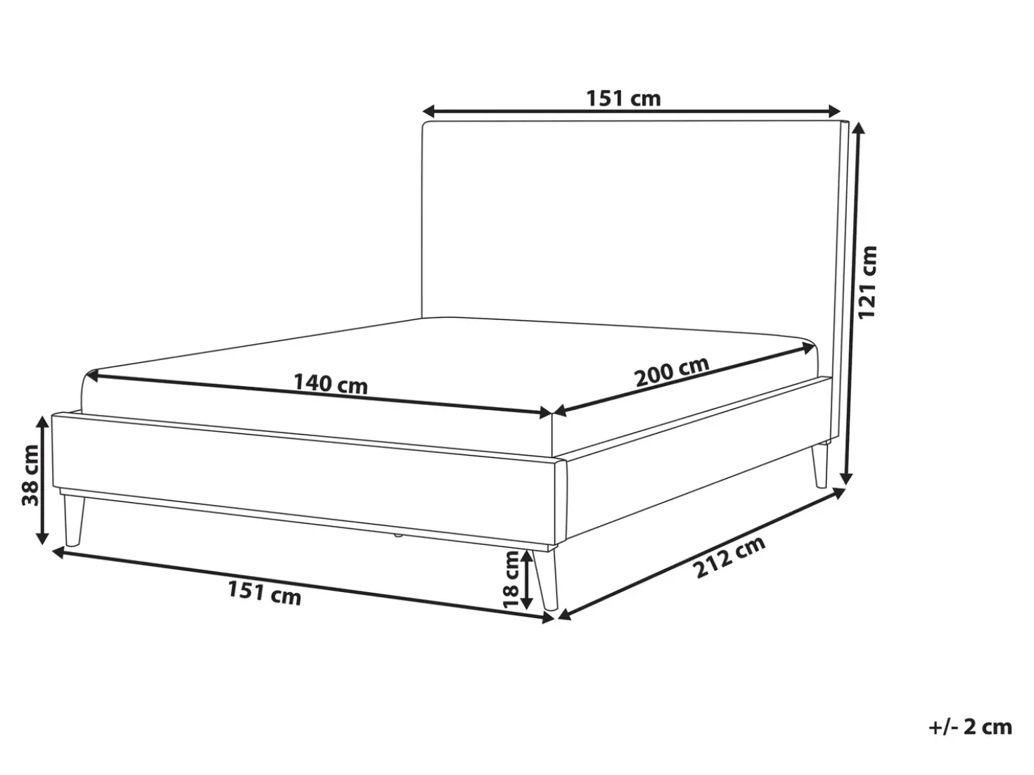Letto Velluto BAYONNE 140 x 200 cm Verde scuro