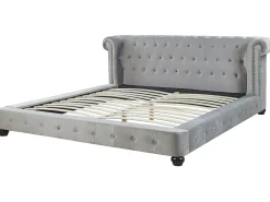 Letto Velluto CAVAILLON 180 x 200 cm Grigio chiaro
