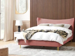 Letto Velluto CHALEIX 180 x 200 cm Rosa pesca