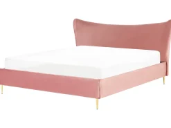 Letto Velluto CHALEIX 180 x 200 cm Rosa pesca