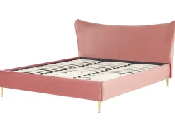 Letto Velluto CHALEIX 180 x 200 cm Rosa pesca