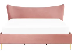 Letto Velluto CHALEIX 180 x 200 cm Rosa pesca