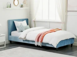 Letto Velluto FITOU 90 x 200 cm Azzurro