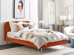 Letto Velluto FLAYAT 160 x 200 cm Arancione