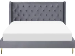 Letto Velluto FORBACH 180 x 200 cm Grigio