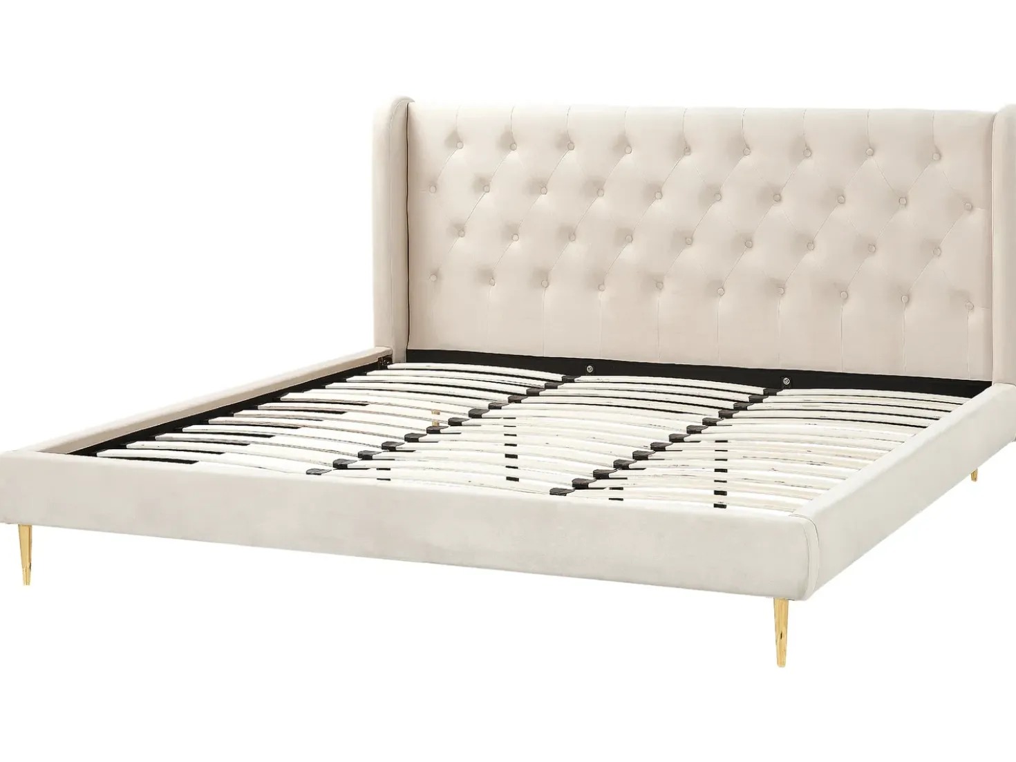 Letto Velluto FORBACH 180 x 200 cm Beige