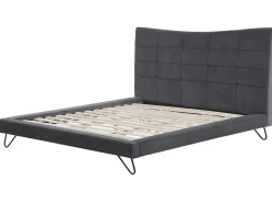 Letto Velluto LANNION 180 x 200 cm Grigio scuro