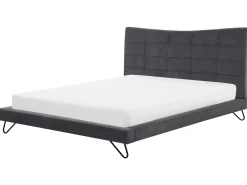 Letto Velluto LANNION 180 x 200 cm Grigio scuro