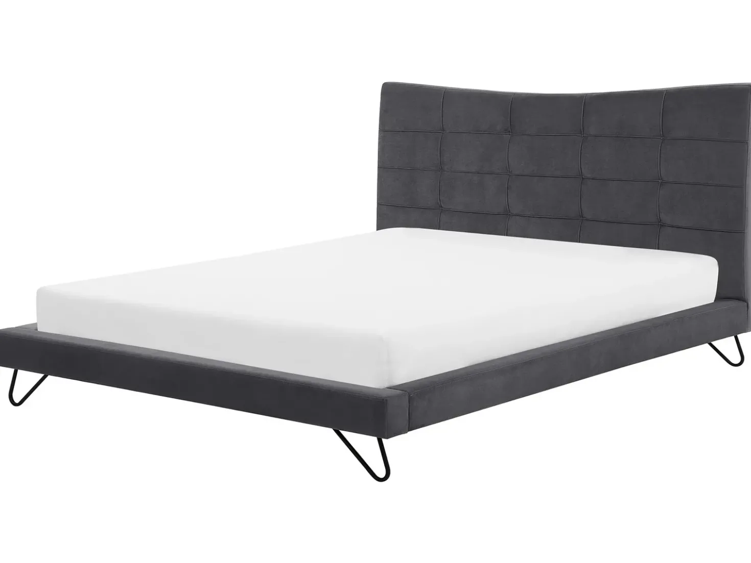 Letto Velluto LANNION 180 x 200 cm Grigio scuro