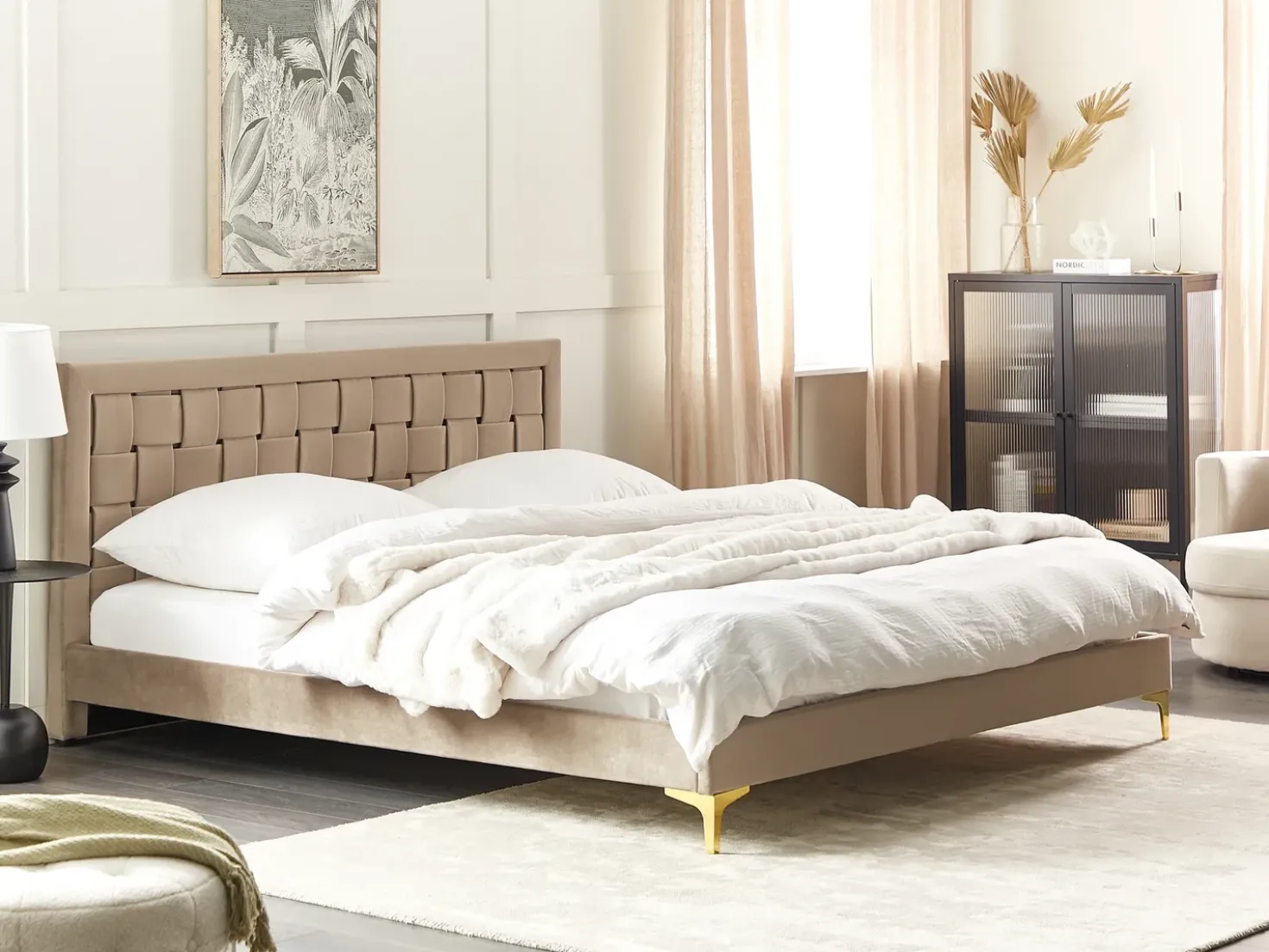 Letto Velluto LIMOUX 180 x 200 cm Tortora