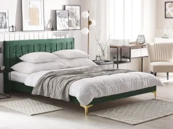 Letto Velluto LIMOUX 180 x 200 cm Verde scuro