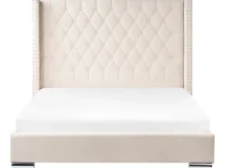 Letto Velluto LUBBON 160 x 200 cm Bianco sporco