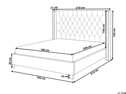 Letto Velluto LUBBON 180 x 200 cm Grigio chiaro