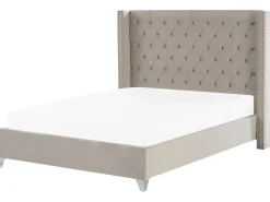 Letto Velluto LUBBON 180 x 200 cm Grigio chiaro