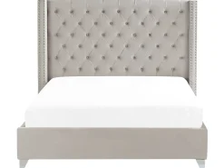 Letto Velluto LUBBON 180 x 200 cm Grigio chiaro