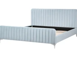 Letto Velluto LUNAN 180 x 200 cm Azzurro