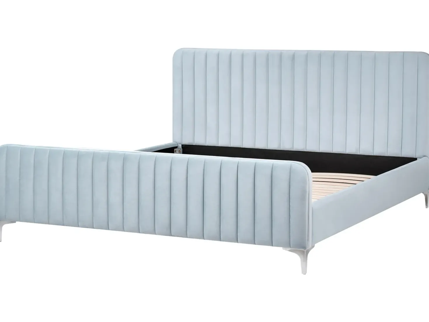 Letto Velluto LUNAN 180 x 200 cm Azzurro