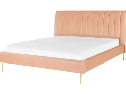 Letto Velluto MARVILLE 180 x 200 cm Rosa pesca