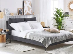 Letto Velluto MELLE 180 x 200 cm Grigio scuro