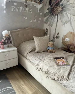 Letto Velluto METZ 90 x 200 cm Beige
