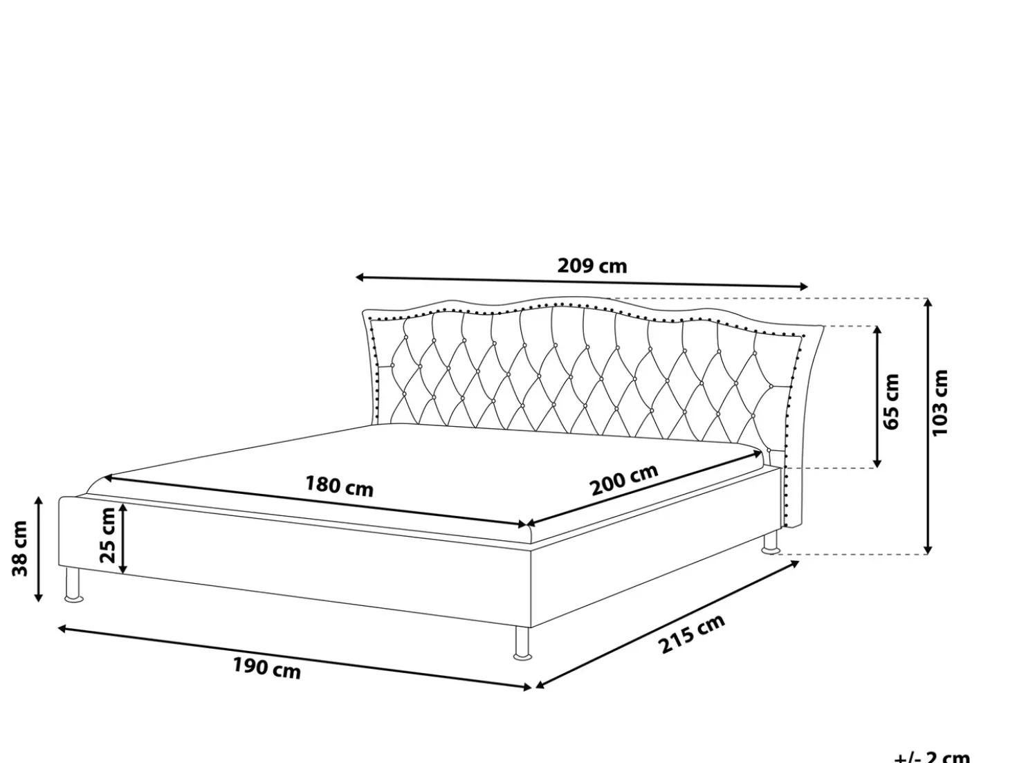 Letto Velluto METZ 180 x 200 cm Grigio scuro