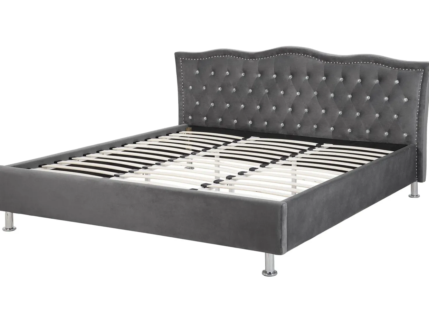 Letto Velluto METZ 180 x 200 cm Grigio scuro