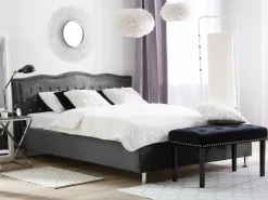 Letto Velluto METZ 180 x 200 cm Grigio scuro