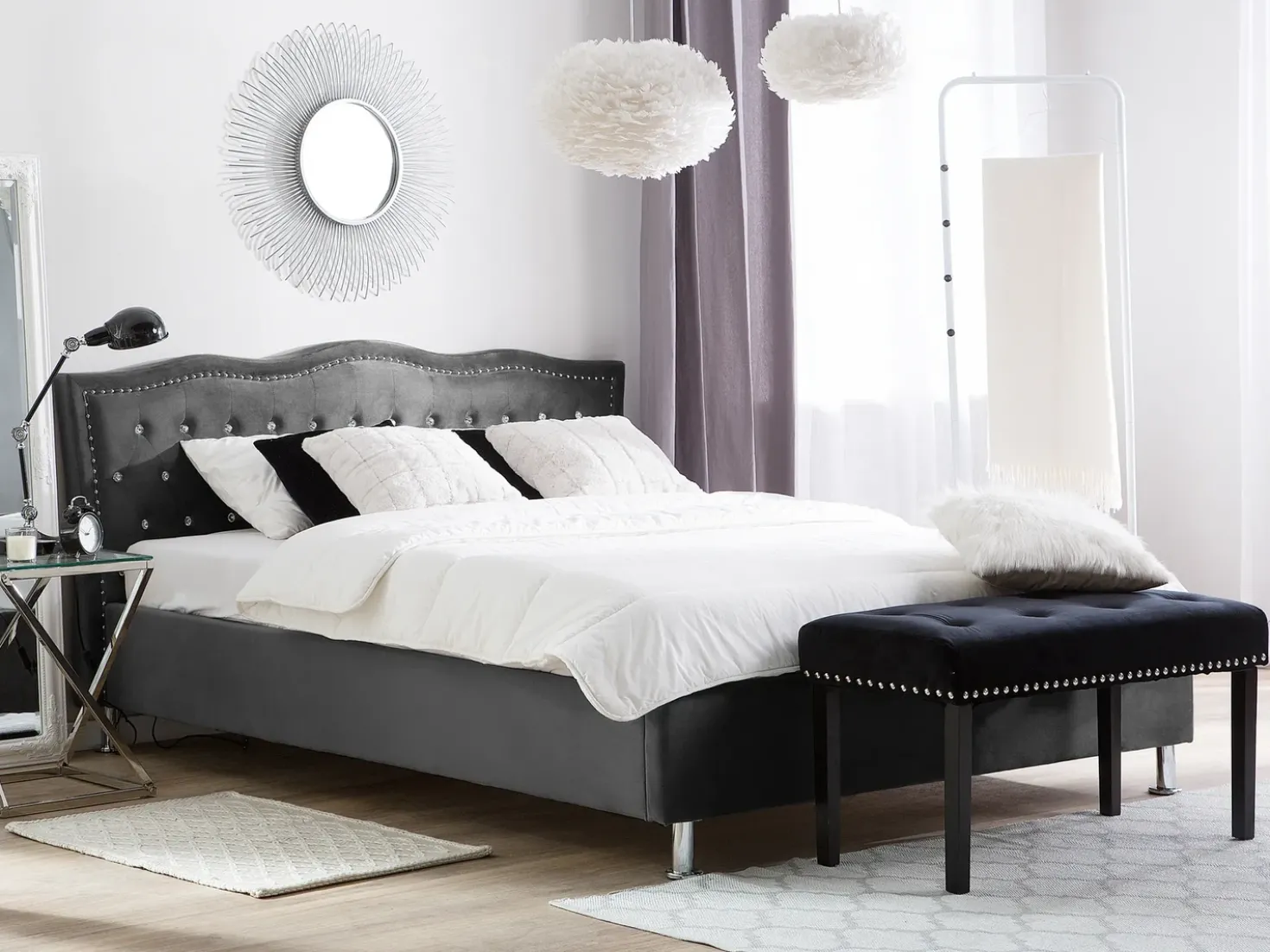 Letto Velluto METZ 180 x 200 cm Grigio scuro