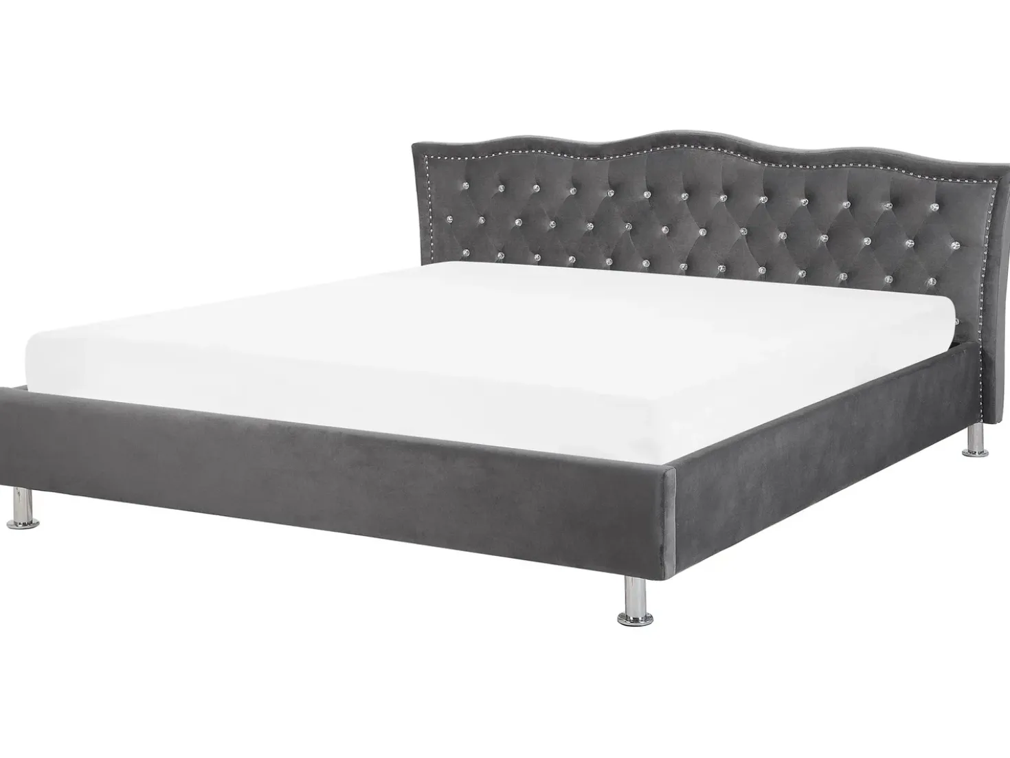 Letto Velluto METZ 180 x 200 cm Grigio scuro