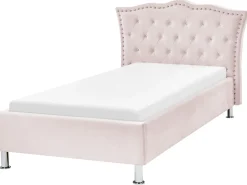 Letto Velluto METZ 90 x 200 cm Rosa pastello