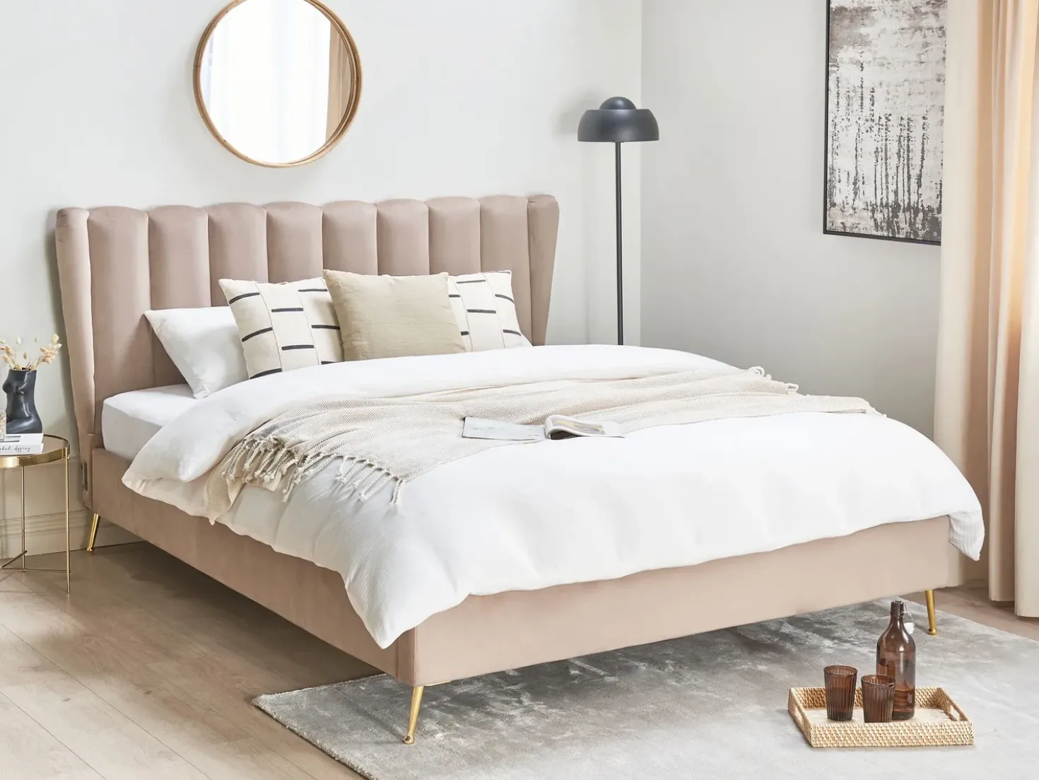 Letto Velluto MIRIBEL 160 x 200 cm Tortora