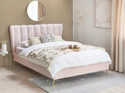 Letto Velluto MIRIBEL 140 x 200 cm Rosa pastello