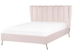 Letto Velluto MIRIBEL 140 x 200 cm Rosa pastello
