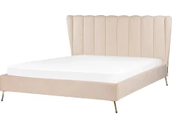 Letto Velluto MIRIBEL 160 x 200 cm Beige