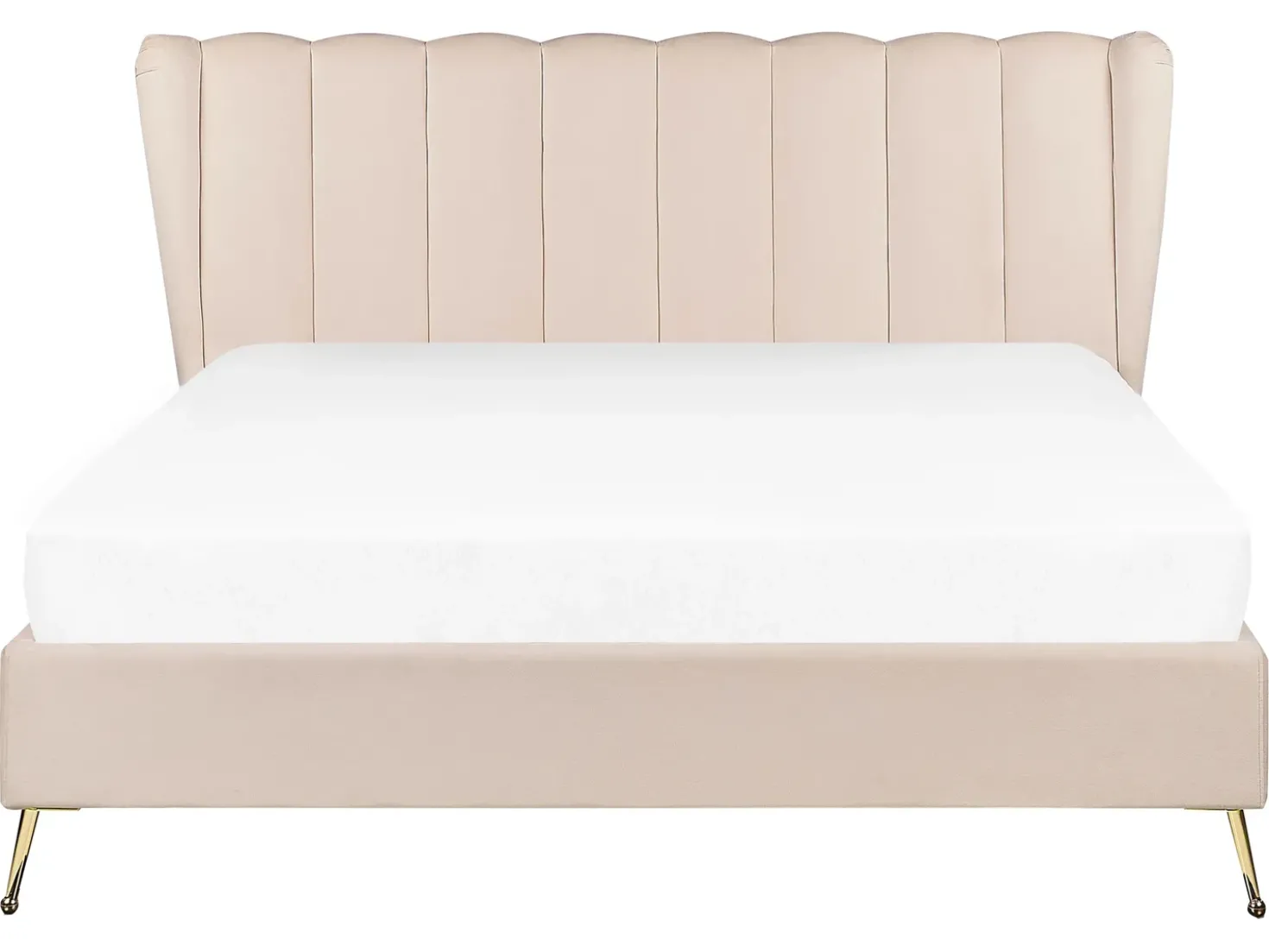 Letto Velluto MIRIBEL 160 x 200 cm Beige