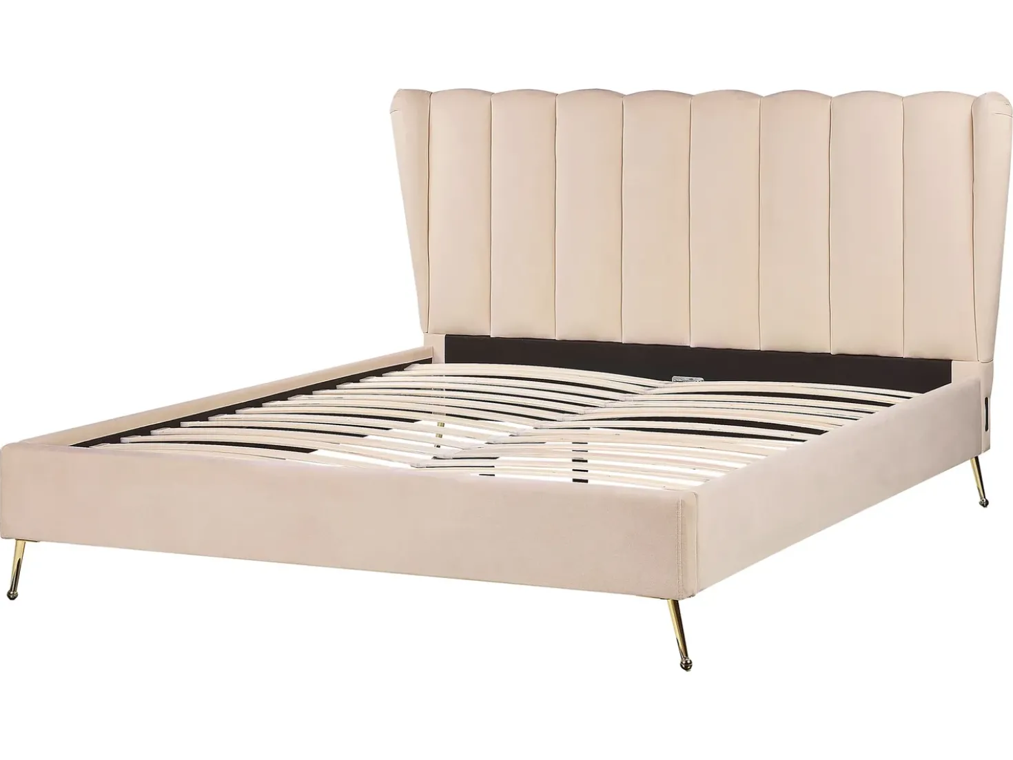 Letto Velluto MIRIBEL 160 x 200 cm Beige