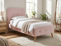 Letto Velluto RENNES 90 x 200 cm Rosa pastello