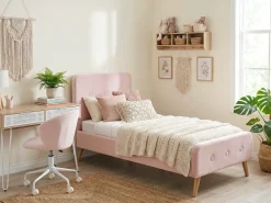 Letto Velluto RENNES 90 x 200 cm Rosa pastello