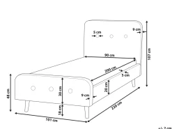 Letto Velluto RENNES 90 x 200 cm Rosa pastello