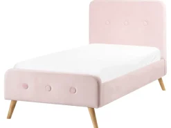 Letto Velluto RENNES 90 x 200 cm Rosa pastello
