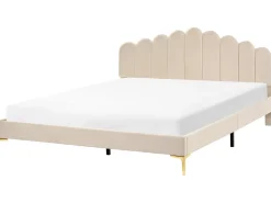 Letto Velluto SAUVIAN 180 x 200 cm Beige