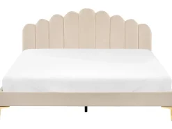 Letto Velluto SAUVIAN 180 x 200 cm Beige