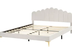 Letto Velluto SAUVIAN 180 x 200 cm Bianco sporco