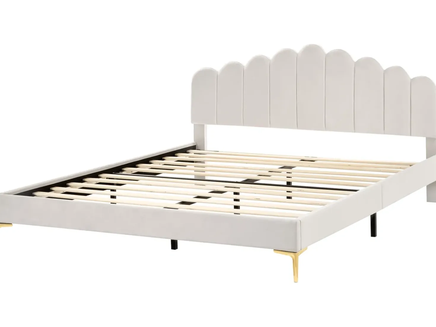 Letto Velluto SAUVIAN 180 x 200 cm Bianco sporco