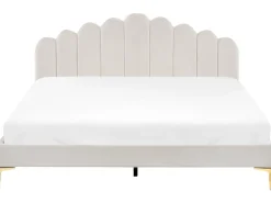 Letto Velluto SAUVIAN 180 x 200 cm Bianco sporco