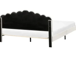 Letto Velluto SAUVIAN 180 x 200 cm Bianco sporco